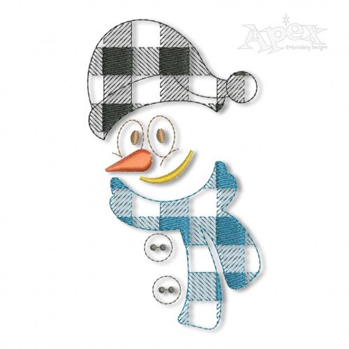 Plaid Snowman Face #1 Embroidery Design