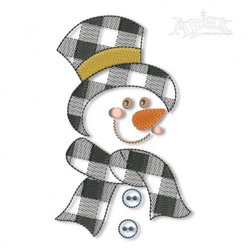 Plaid Snowman Face #2 Embroidery Design