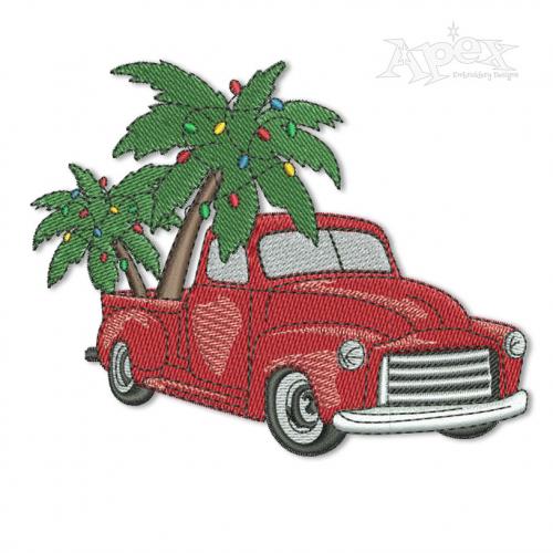 Christmas Palm Tree Truck Embroidery Design