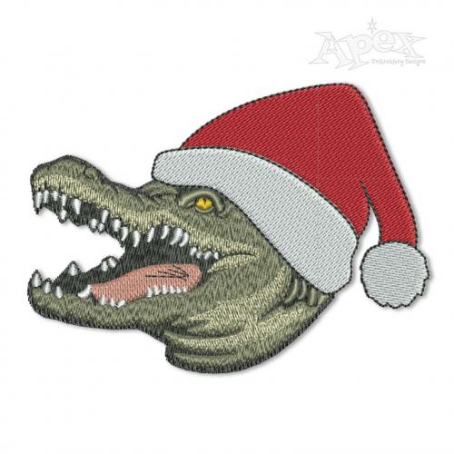Christmas Gator Head Embroidery Design