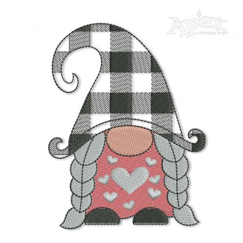 Plaid Female Gnome Embroidery Design