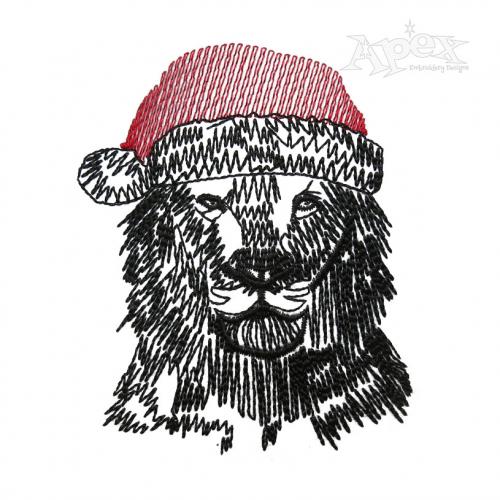 Sketchy Christmas Lion Embroidery Design
