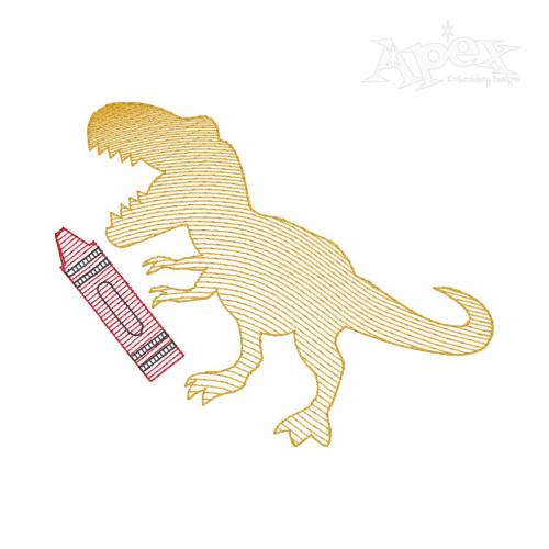 T-rex Dinosaur or Dino With Crayon Embroidery Designs