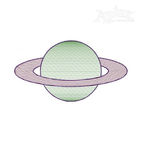 Planet with Circle Ring Embroidery Design