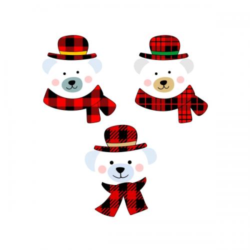 Christmas Plaid Bear SVG Cuttable Designs
