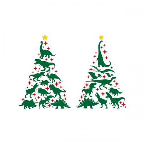Dinosaurs Christmas Tree SVG Cuttable Design