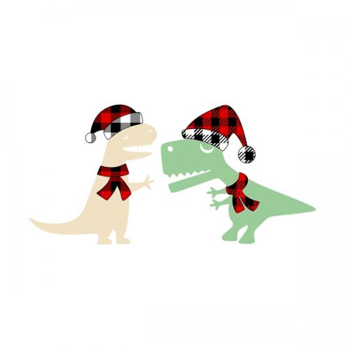 Christmas Plaid Dino or Dinosaur SVG Cuttable Designs