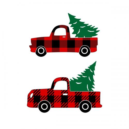 Plaid Christmas Car and Tree SVG Cuttable Designs
