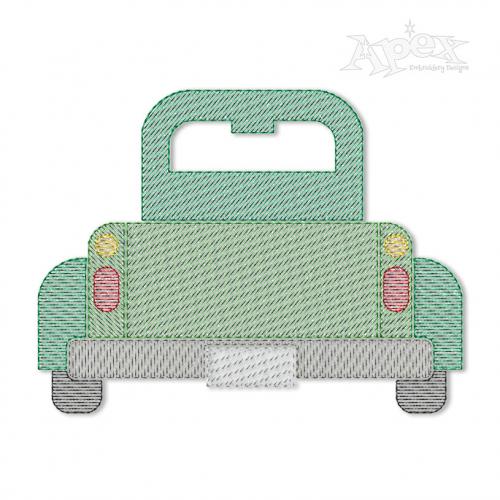Pickup Truck Sketch Embroidery Design