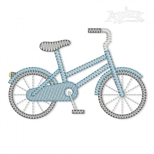 Bike Bicycle Sketch Embroidery Design
