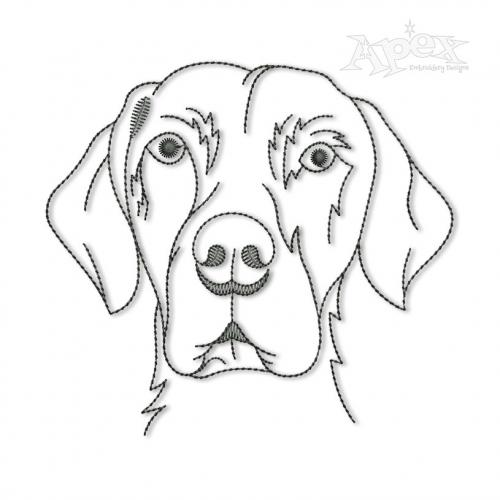 Labrador Dog Face Run Stitch Embroidery Design