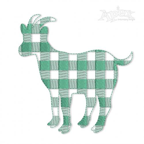 Plaid Goat Silhouette Embroidery Design
