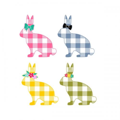 Plaid Pattern Bunny or Rabbit Pack SVG Cuttable Designs