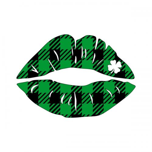 St. Patrick's Plaid Pattern Lips SVG Cuttable Designs
