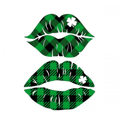 St. Patrick's Plaid Pattern Lips SVG Cuttable Designs
