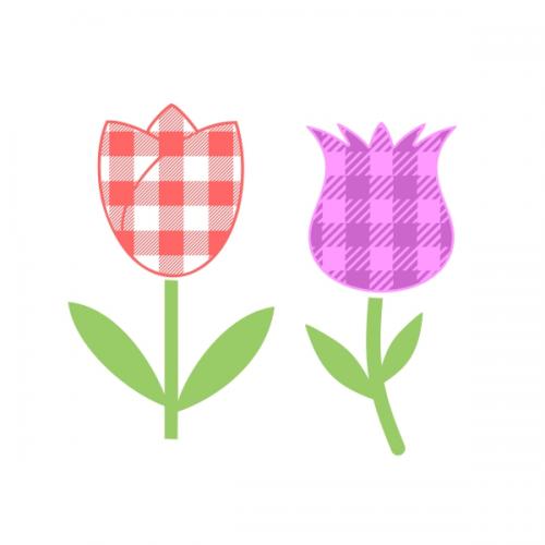 Plaid Pattern Tulip Flower SVG Cuttable Designs