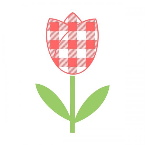 Plaid Pattern Tulip Flower SVG Cuttable Designs