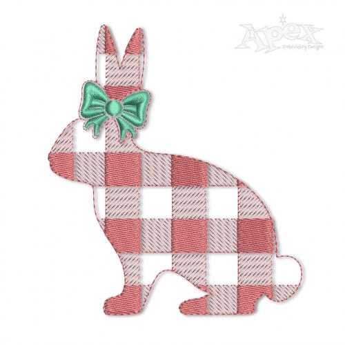 Plaid Bow Bunny Silhouette Embroidery Design