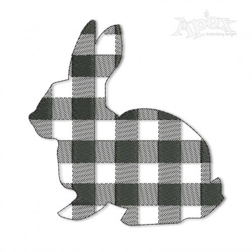 Plaid Pattern Bunny Silhouette #1 Embroidery Design