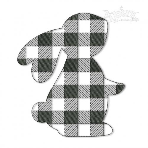 Plaid Pattern Bunny Silhouette #2 Embroidery Design