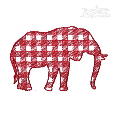 Plaid Pattern Elephant Silhouette Embroidery Designs