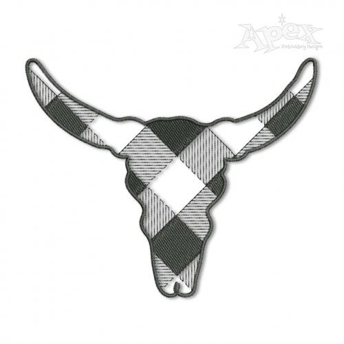 Plaid Texas Longhorn Embroidery Design