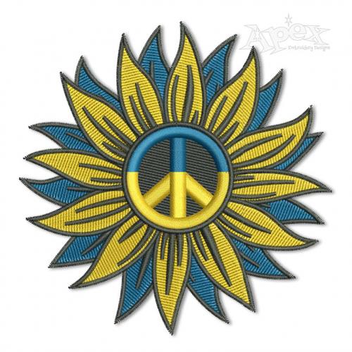 Peace Sign Sunflower Embroidery Design