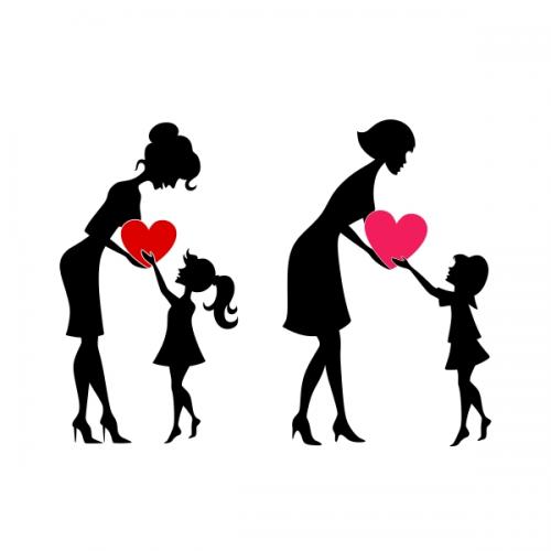 Mom and Daughter SVG Cuttable Designs