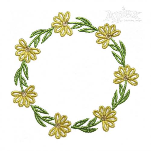 Daisy Circle Wreath Embroidery Design