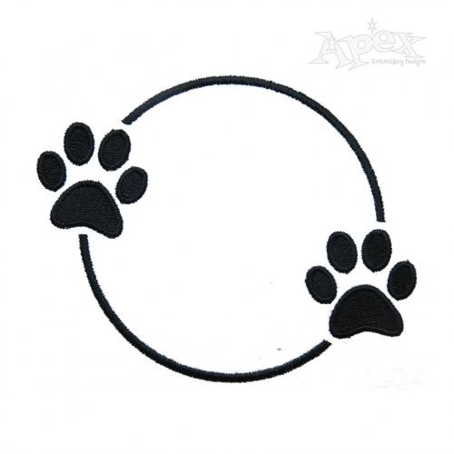 Circle Dog Paws Monogram Embroidery Frame