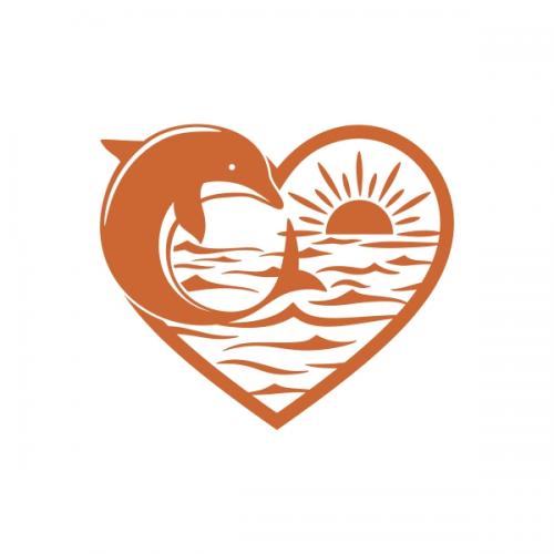 Flying Dolphin Heart Beach SVG Cuttable Designs