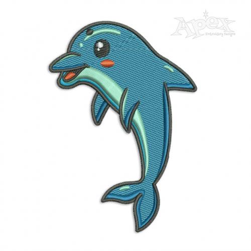 Happy Dolphin Embroidery Design