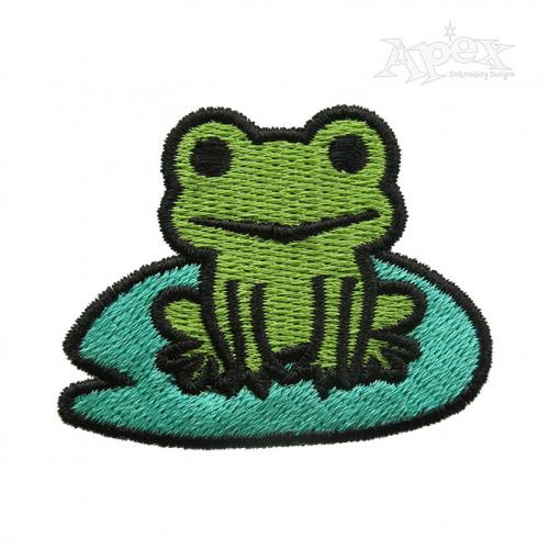 Cute Frog on Lily Pad Embroidery Design