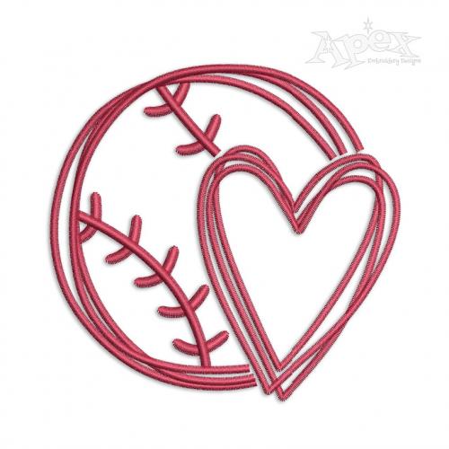 Baseball Softball Heart Embroidery Design
