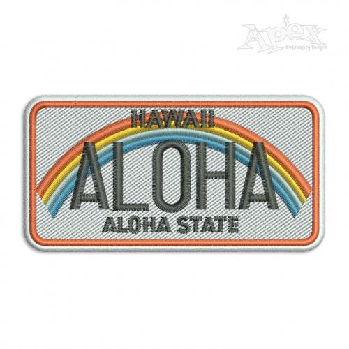 Hawaii Aloha State Rainbow Car Plate Embroidery Design