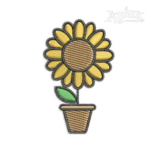 Sunflower Pot Embroidery Design