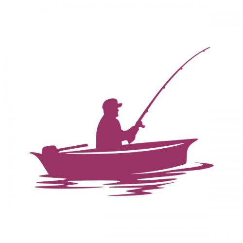 Fisherman Fishing Man on Boat Silhouette SVG Cuttable Design