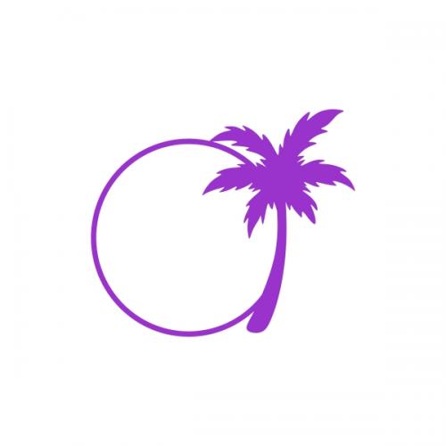 Palm Tree Circle Monogram Frame SVG Cuttable Design