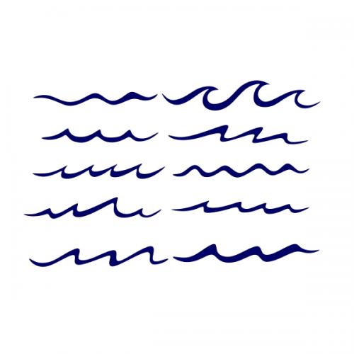 Ocean Waves Line Art SVG Cuttable Designs