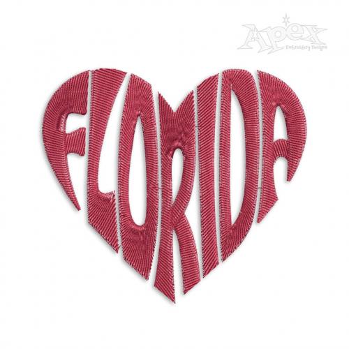 Florida Heart Embroidery Design