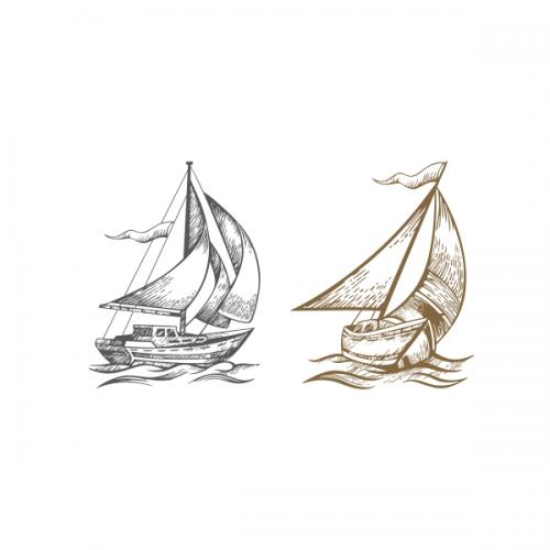 Sailboat Line Art SVG Cuttable Designs