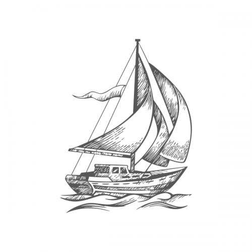 Sailboat Line Art SVG Cuttable Design