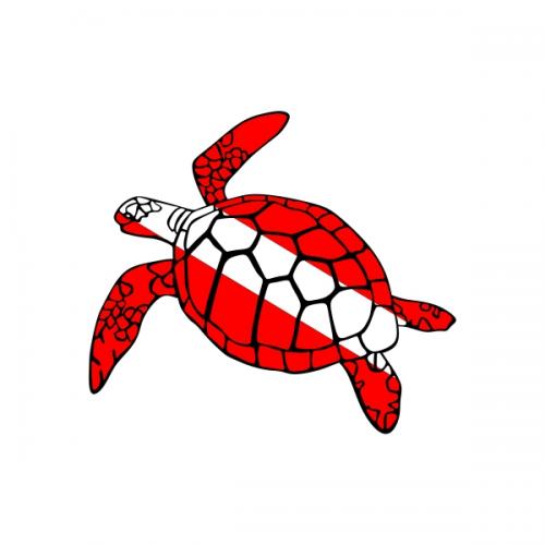Diver Down Sea Turtle SVG Cuttable Design