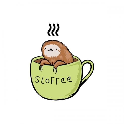Sloffee Sloth Coffee SVG Cuttable Design