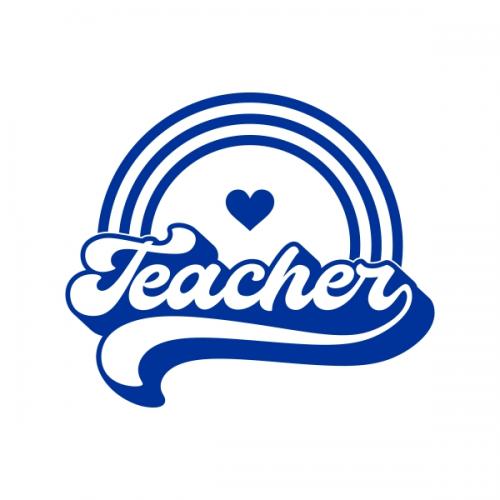 Teacher Rainbow Heart SVG Cuttable Design