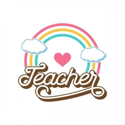 Teacher Rainbow Heart SVG Cuttable Design