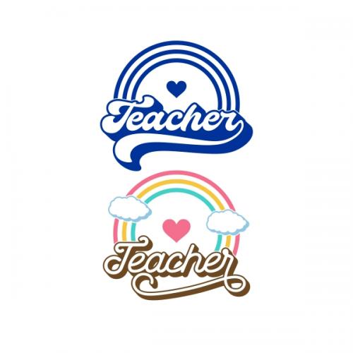 Teacher Rainbow Heart SVG Cuttable Designs