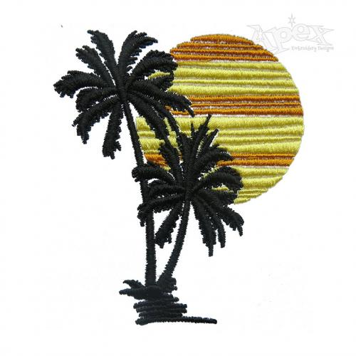 Sunrise Sunset Palm Tree Embroidery Design