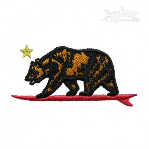 Surf Bear Embroidery Design