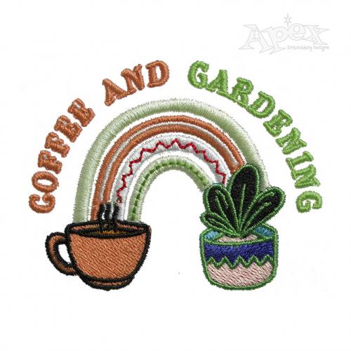 Coffee and Gardening Embroidery Design